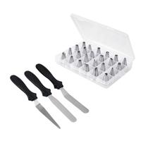 Espatulas para Bolo Inox e Bicos de Confeitar Adaptador 28un