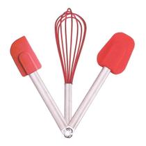 Espátulas Silicone Fuê Kit 3 Pçs Massas Cabo Acrílico /inox