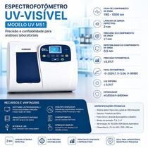 Espectrofotômetro Uv Visível 1901000nm Com Software e USB Espectrofotômetro Uv Visível 1901000nm Com Software e USB