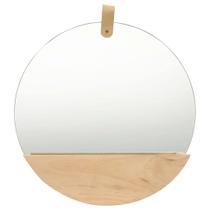 Espejo de Pared vidaXL con Compartimento de Almacenamiento de Madera de Pino 35 cm
