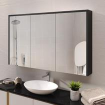 Espelheira 3 Portas Trindade Portas Com Amortecedores Espelho Amplo - Preto Espelheira 3 Portas Trindade Portas Com Amortecedores Espelho Amplo - Preto