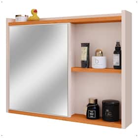 Espelheira Armário Banheiro Suspenso com Espelho 1 Porta Prateleira Lavabo Luxo Off White Cinamomo - Lojas RPM Espelheira Armário Banheiro Suspenso com Espelho 1 Porta Prateleira Lavabo Luxo Off White Cinamomo - Lojas RPM