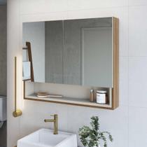 Espelheira Armário Para Banheiro 2 Portas e 3 Nichos 80 cm - Casa Lar B