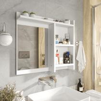 Espelheira de Banheiro Armarinho Organizador com Prateleira Nicho Nioki - Branco