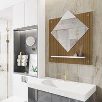 Espelheira de Banheiro Clio Decoração - Cor: Branco Com Ripado - Lojas G2