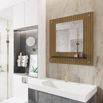 Espelheira de Banheiro Clio Decoração - Cor: Preto Com Ripado - Lojas G2 Móveis