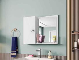 Espelheira de Banheiro Gênova em Madeira Branco 1 Porta Móveis Bechara