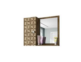 Espelheira e Ármario Superior para Banheiro Gênova - Madeira Rústica/Madeira 3D