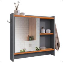 Espelheira Genova 1 Porta Espelho Armarinho Banheiro Suspenso Prateleira Organizadora - Lojas RPM