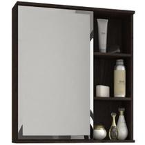 Espelheira MGM Treviso 56 cm 100% MDF Frente Espelhada 1 Porta e 5 Prateleiras Parede Banheiro Cor Café Espelheira MGM Treviso 56 cm 100% MDF Frente Espelhada 1 Porta e 5 Prateleiras Parede Banheiro Cor Café