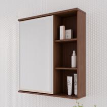 Espelheira para Banheiro 1 Porta 3 Prateleiras Treviso MGM Móveis Bege/Amêndoa Espelheira para Banheiro 1 Porta 3 Prateleiras Treviso MGM Móveis Bege/Amêndoa