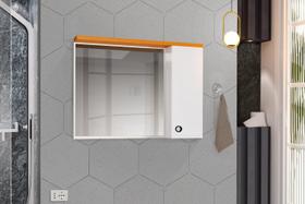 Espelheira para Banheiro 1 Porta Madri Branco com Nature - Rede Móveis Espelheira para Banheiro 1 Porta Madri Branco com Nature - Rede Móveis