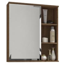 Espelheira Para Banheiro 100% MDF 1 Porta 2 Prateleiras Treviso Mgm Móveis