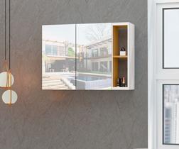 Espelheira para Banheiro 2 Porta Florence Branco com Nature - Rede Móveis