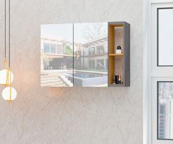 Espelheira para Banheiro 2 Porta Florence Cinza com Nature - Rede Móveis