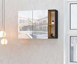 Espelheira para Banheiro 2 Porta Florence Preto com Nature - Rede Móveis