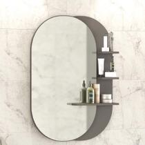 Espelheira Para Banheiro 70 cm com Prateleiras Vicenza BSI Cinza - Móveis Bosi