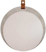 Espelheira Para Banheiro Alça E Couro Lua Cimento - MGM Espelheira Para Banheiro Alça E Couro Lua Cimento - MGM