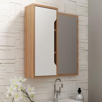 Espelheira para Banheiro com 1 Porta BN3648 Amêndoa/Branco 60x60cm Tecnomobili