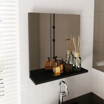 Espelheira para Banheiro com Prateleira 45x46,5cm Preto - Tecno Mobili
