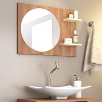Espelheira para Banheiro Florença 45 x 60 Cm 2 Prateleiras MDP Marrom Bege ClickLar