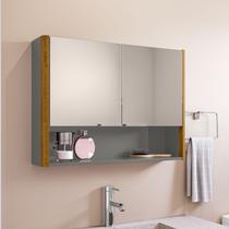 Espelheira Para Banheiro Santorini 2 Portas Design Curvo 72 Cm Largura - Móveis Bechara
