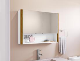 Espelheira Santorini para Banheiro com 2 portas e Nicho