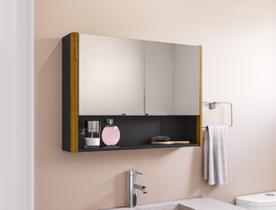 Espelheira Santorini para Banheiro com 2 portas e Nicho