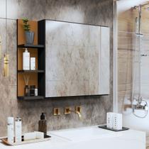 Espelheira Suspensa Iris Para Banheiro / Closet Porta e Nichos Armário - Preto/Nature