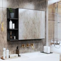 Espelheira Suspensa Iris Para Banheiro / Closet Porta e Nichos Armário - Preto