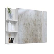 Espelheira Suspensa Para Banheiro Armário Com Espelho Closet Porta Prateleiras e Nichos Iris