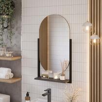 Espelheiro de Banheiro com Prateleira Ori Metalon MGM Titanio