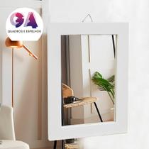 Espelho 15x21 Moldura Branco Com Acabamento em gesso Para Parede e Decoração