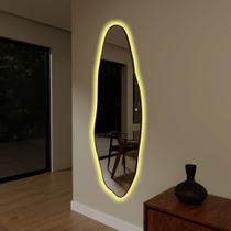 Espelho 210cm x 75cm e05 couro cafe led amarelo bivolt touch Espelho 210cm x 75cm e05 couro cafe led amarelo bivolt touch