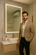 Espelho 4mm Led 3 cores frio neutro e quente 60x100 vertical luz frontal tecla touch 0,60 x 1,00 retangular leds 60x100cm Espelho 4mm Led 3 cores frio neutro e quente 60x100 vertical luz frontal tecla touch 0,60 x 1,00 retangular leds 60x100cm