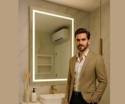 Espelho 4mm premium 80x60 LED 3 cores no mesmo espelho temperaturas frio neutro e quente banheiro 60x80