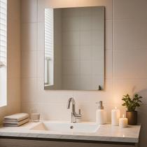 Espelho 60x40cm Parede Banheiro Quarto Sala Moldura Clean Retangular Design Moderno