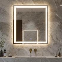 Espelho 90x90 LED 3 cores fria neutra e quente banheiro quadrado grande 90cm iluminação Espelho 90x90 LED 3 cores fria neutra e quente banheiro quadrado grande 90cm iluminação