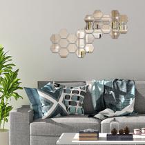Espelho Acrílico Decorativo Hexagonal 20 Peças - 9,80 x 8,50cm