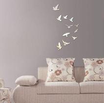 Espelho Acrílico Decorativo Pássaros Aves Sala 11Peças