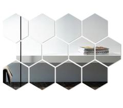Espelho Acrílico Hexagonal Colmeia Decorativo 12 Un Kit