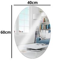 Espelho Adesivo Acrilico Oval 60x40cm Boa Nitidez Decorativo Sala Banheiro