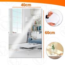 Espelho Adesivo Acrilico Retangular 40x60cm Boa Nitidez Decorativo Sala Banheiro