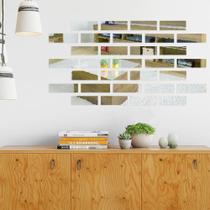 Espelho Adesivo PET Acrilic Flexível Decorativo 30x7,5cm Retangulo Brick
