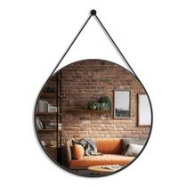 Espelho Adnet 80cm Preto com Alça Decorativo Parede Sala Quarto Banheiro Grande