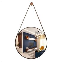 Espelho Adnet Alça De 30cm Decorativo + Suporte Café Marrom - Funditex