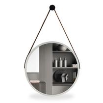 Espelho Adnet Alumínio 40cm com Alça e Suporte Banheiro Sala Quarto Escritório - Outlet Dos Espelhos