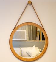 Espelho ADNET, com Alças de Couro, Moldura 4cm cor Freijó Amadeirado. Espelho ADNET, com Alças de Couro, Moldura 4cm cor Freijó Amadeirado.