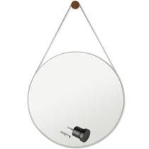 Espelho Adnet Decorativo de Parede Redondo com Alça em material ecológico 60cm Grande + Suporte Pino de Parede