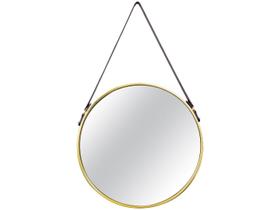 Espelho Adnet Dourado Com Alça de Couro Marrim 57,5x36 cm M02 - D'Rossi